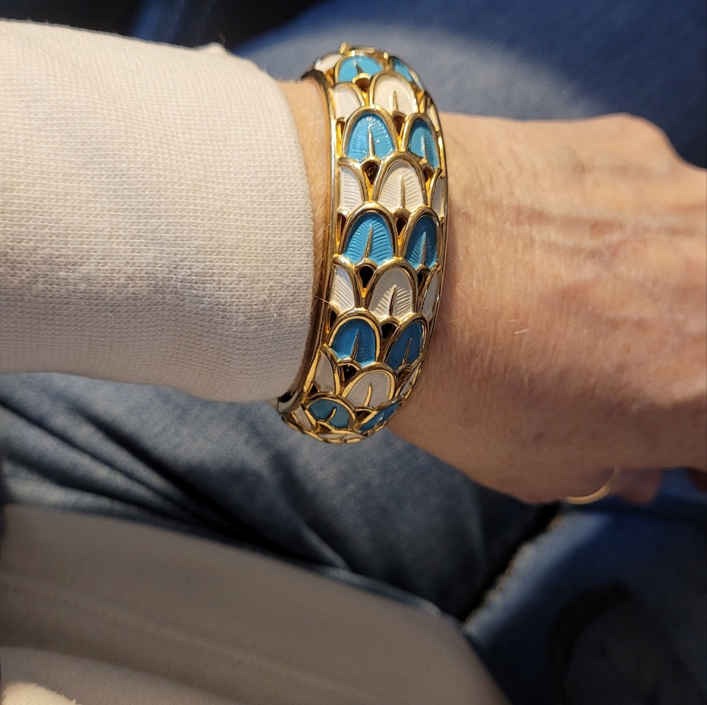 Vintage Boucher Peacock Feather Bangle Bracelet